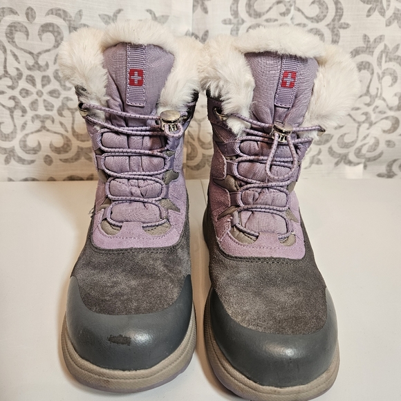 Girls K-Swiss purple gray winter Boots Fur trimmed 3M Thinsulate Child size 2 - Picture 7 of 9
